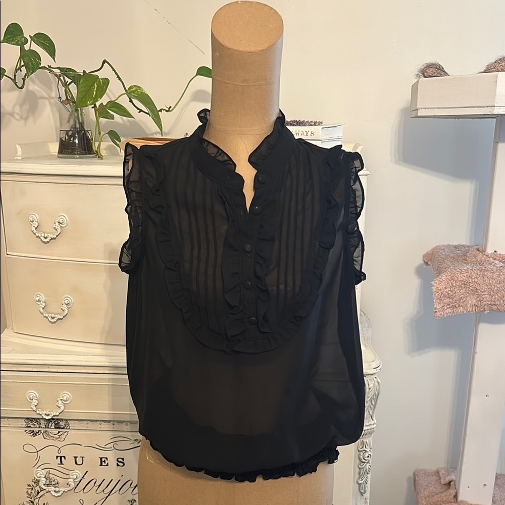Elegant Black Ruffled Women's Top